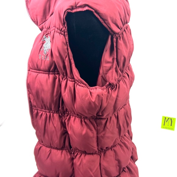 US Polo Ralph Laurent Burgundy Puffer Vest XL for Kids - Picture 9 of 15